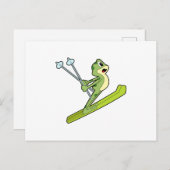 Frosch als Skijumper mit Ski.PNG Postkarte (Vorne/Hinten)