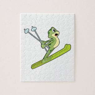 Frosch als Skijumper mit Ski.PNG Puzzle