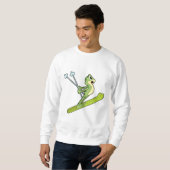 Frosch als Skijumper mit Ski.PNG Sweatshirt (Vorne ganz)