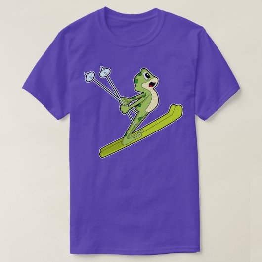 Frosch als Skispringer mit Ski T-Shirt (Design vorne)