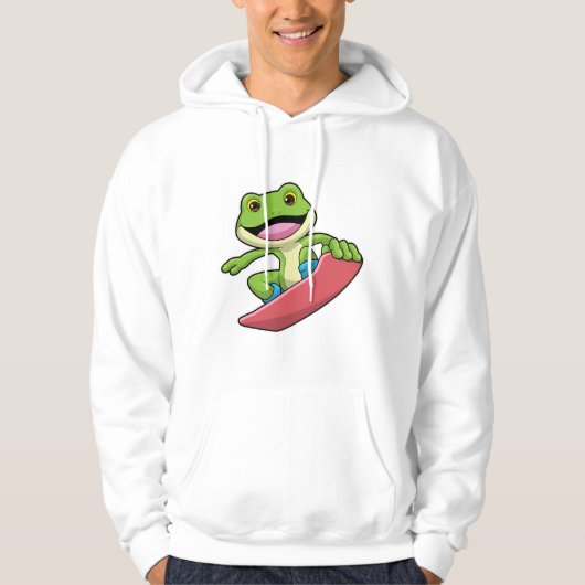 Frosch als Snowboarder mit Snowboard Hoodie (Vorderseite)
