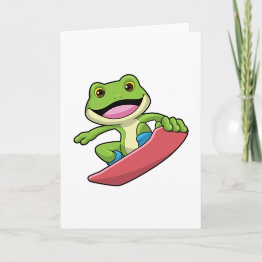 Frosch als Snowboarder mit Snowboard Karte (Vorderseite)