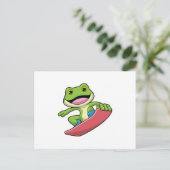 Frosch als Snowboarder mit Snowboard Postkarte (Stehend Vorderseite)