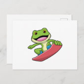 Frosch als Snowboarder mit Snowboard Postkarte (Vorne/Hinten)