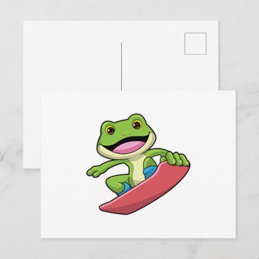 Frosch als Snowboarder mit Snowboard Postkarte (Vorne/Hinten)
