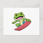 Frosch als Snowboarder mit Snowboard Postkarte (Vorderseite)