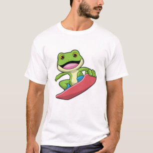 Frosch als Snowboarder mit Snowboard T-Shirt
