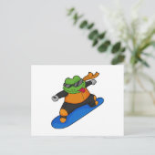 Frosch als Snowobarder mit Snowboard Postkarte (Stehend Vorderseite)
