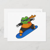 Frosch als Snowobarder mit Snowboard Postkarte (Vorne/Hinten)