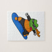 Frosch als Snowobarder mit Snowboard Puzzle (Horizontal)