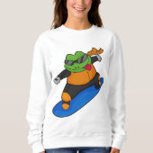 Frosch als Snowobarder mit Snowboard Sweatshirt (Vorderseite)