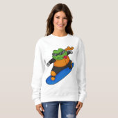 Frosch als Snowobarder mit Snowboard Sweatshirt (Vorne ganz)