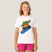Frosch als Snowobarder mit Snowboard T-Shirt (Vorne ganz)