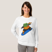 Frosch als Snowobarder mit Snowboard T-Shirt (Vorne ganz)
