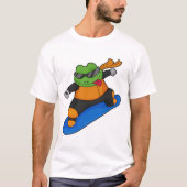 Frosch als Snowobarder mit Snowboard T-Shirt (Vorderseite)
