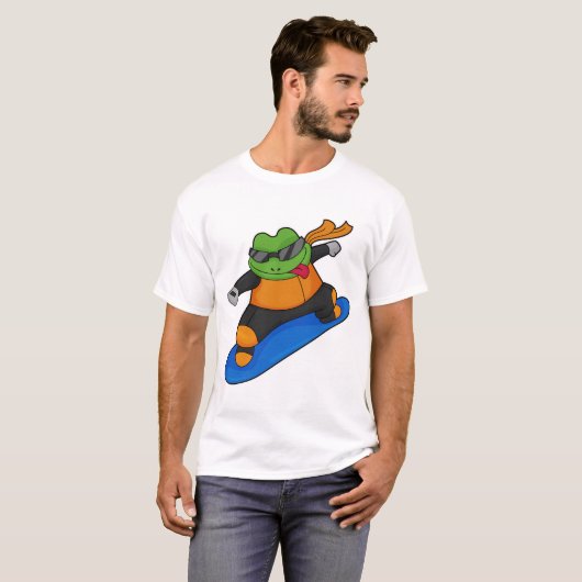 Frosch als Snowobarder mit Snowboard T-Shirt (Vorne ganz)