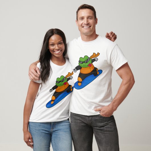 Frosch als Snowobarder mit Snowboard T-Shirt (Unisex)