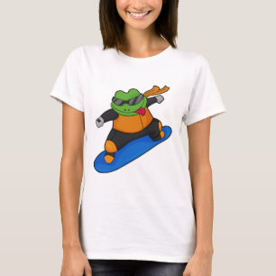 Frosch als Snowobarder mit Snowboard T-Shirt