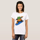 Frosch als Snowobarder mit Snowboard T-Shirt (Vorne ganz)