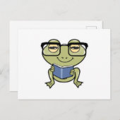 Frosch als Student mit Buch Postkarte (Vorne/Hinten)
