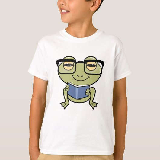 Frosch als Student mit Buch T-Shirt (Vorderseite)
