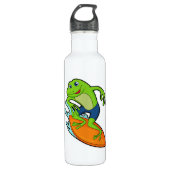 Frosch als Surfer mit Surfbrett Edelstahlflasche (Vorderseite)