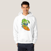 Frosch als Surfer mit Surfbrett Hoodie (Vorne ganz)