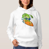 Frosch als Surfer mit Surfbrett Hoodie (Vorderseite)