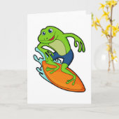 Frosch als Surfer mit Surfbrett Karte (Gelbe Blume)