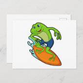 Frosch als Surfer mit Surfbrett Postkarte (Vorne/Hinten)