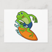 Frosch als Surfer mit Surfbrett Postkarte (Vorderseite)