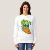 Frosch als Surfer mit Surfbrett Sweatshirt (Vorne ganz)