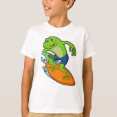 Frosch als Surfer mit Surfbrett T-Shirt (Vorderseite)