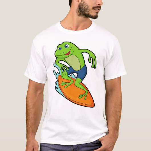 Frosch als Surfer mit Surfbrett T-Shirt (Vorderseite)