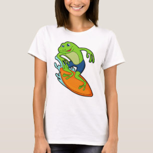Frosch als Surfer mit Surfbrett T-Shirt