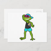 Frosch als Volleyballspieler mit Volleyball Postkarte (Vorne/Hinten)