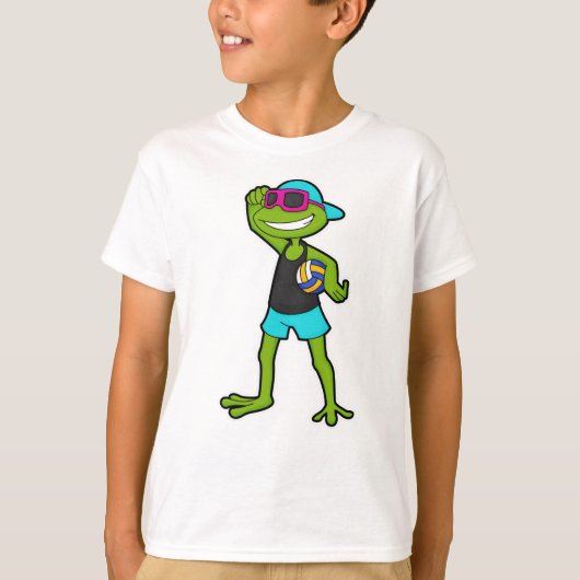 Frosch als Volleyballspieler mit Volleyball T-Shirt (Vorderseite)