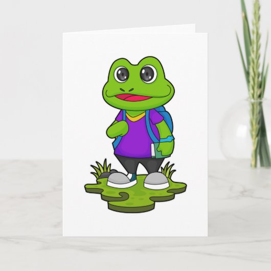 Frosch als Wanderer mit Rucksack Karte (Vorderseite)