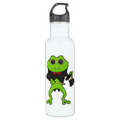 Frosch als Zauberer mit Zauberstab & Hut Edelstahlflasche (Vorderseite)