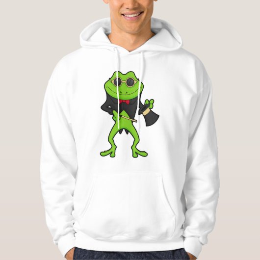 Frosch als Zauberer mit Zauberstab & Hut Hoodie (Vorderseite)