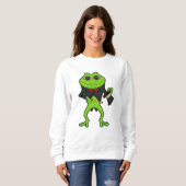 Frosch als Zauberer mit Zauberstab & Hut Sweatshirt (Vorne ganz)
