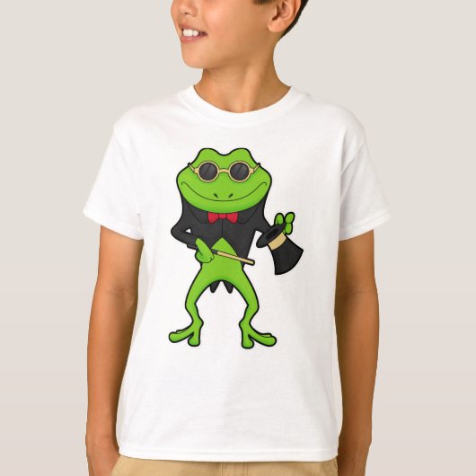 Frosch als Zauberer mit Zauberstab & Hut T-Shirt (Vorderseite)