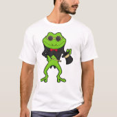 Frosch als Zauberer mit Zauberstab & Hut T-Shirt (Vorderseite)