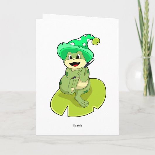 Frosch als Zauberer mit Zauberstab Karte (Rückseite)