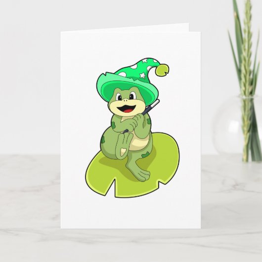 Frosch als Zauberer mit Zauberstab Karte (Vorderseite)