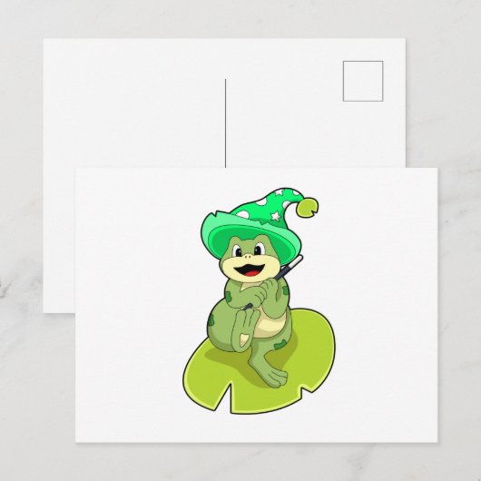 Frosch als Zauberer mit Zauberstab Postkarte (Vorne/Hinten)