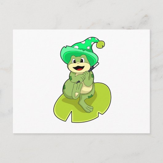 Frosch als Zauberer mit Zauberstab Postkarte (Vorderseite)
