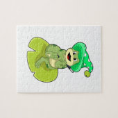 Frosch als Zauberer mit Zauberstab Puzzle (Horizontal)