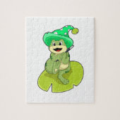 Frosch als Zauberer mit Zauberstab Puzzle (Vertikal)