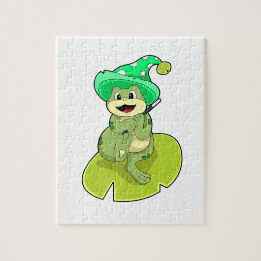 Frosch als Zauberer mit Zauberstab Puzzle (Vertikal)